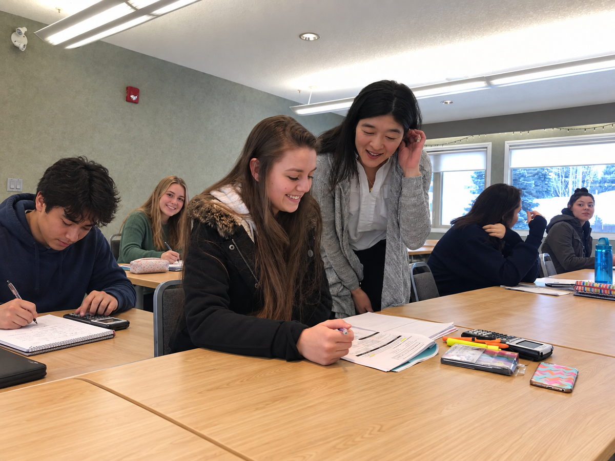 Warm classroom tutoring with oak tables — Canyon Meadows, Calgary