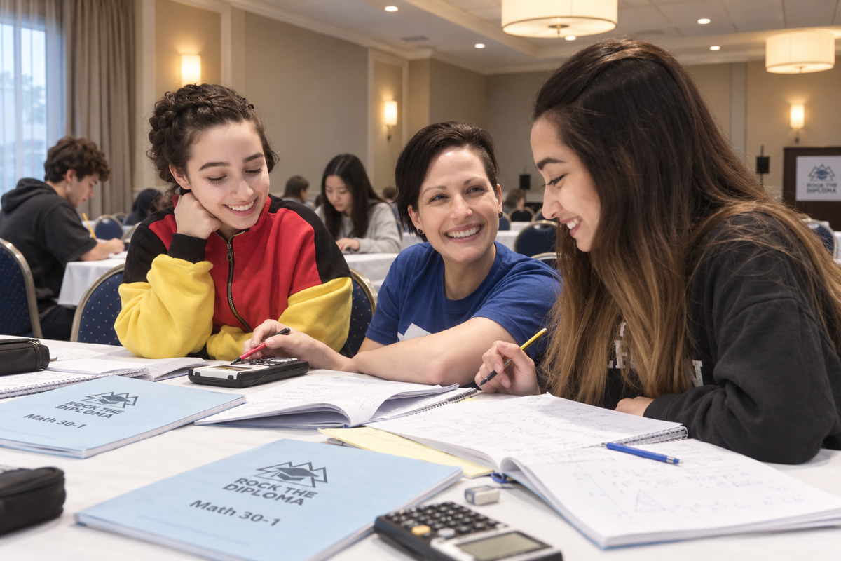 Students and instructor tackle Math 30-1 — Delta South, Edmonton