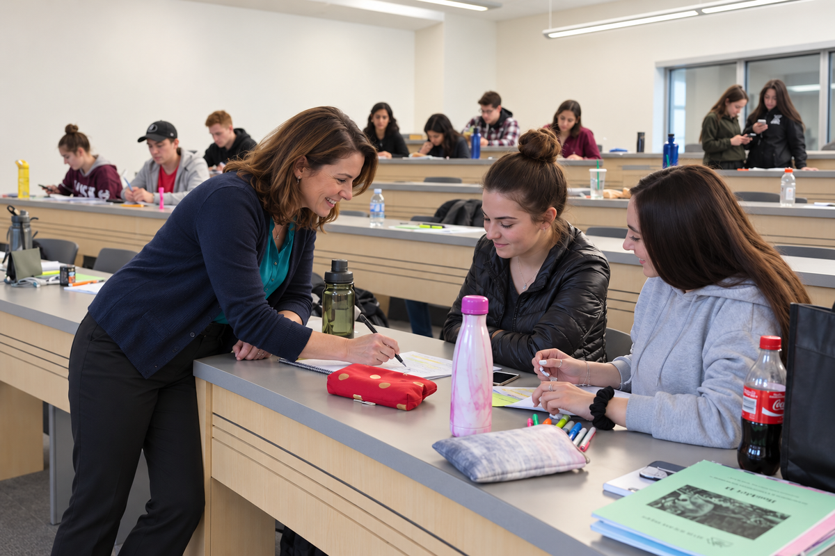 Teacher Guiding Students in Bright Classroom — MacEwan, Edmonton